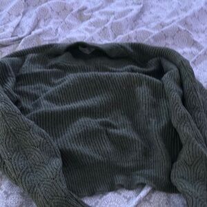 Poof! Green Ribbed Cardigan Sweater